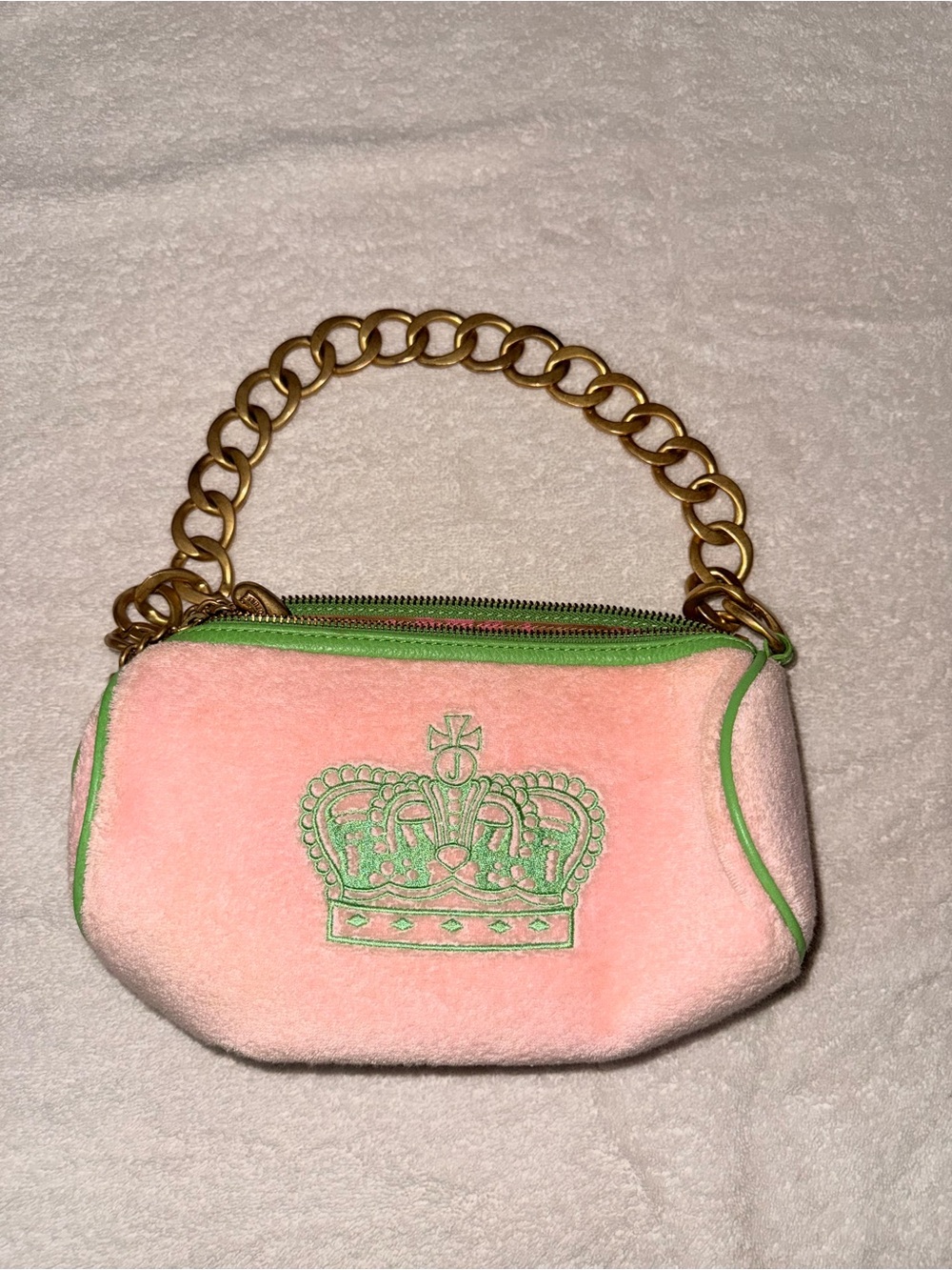 Vintage Juicy Couture Chain-Handle Wristlet with Green Trim